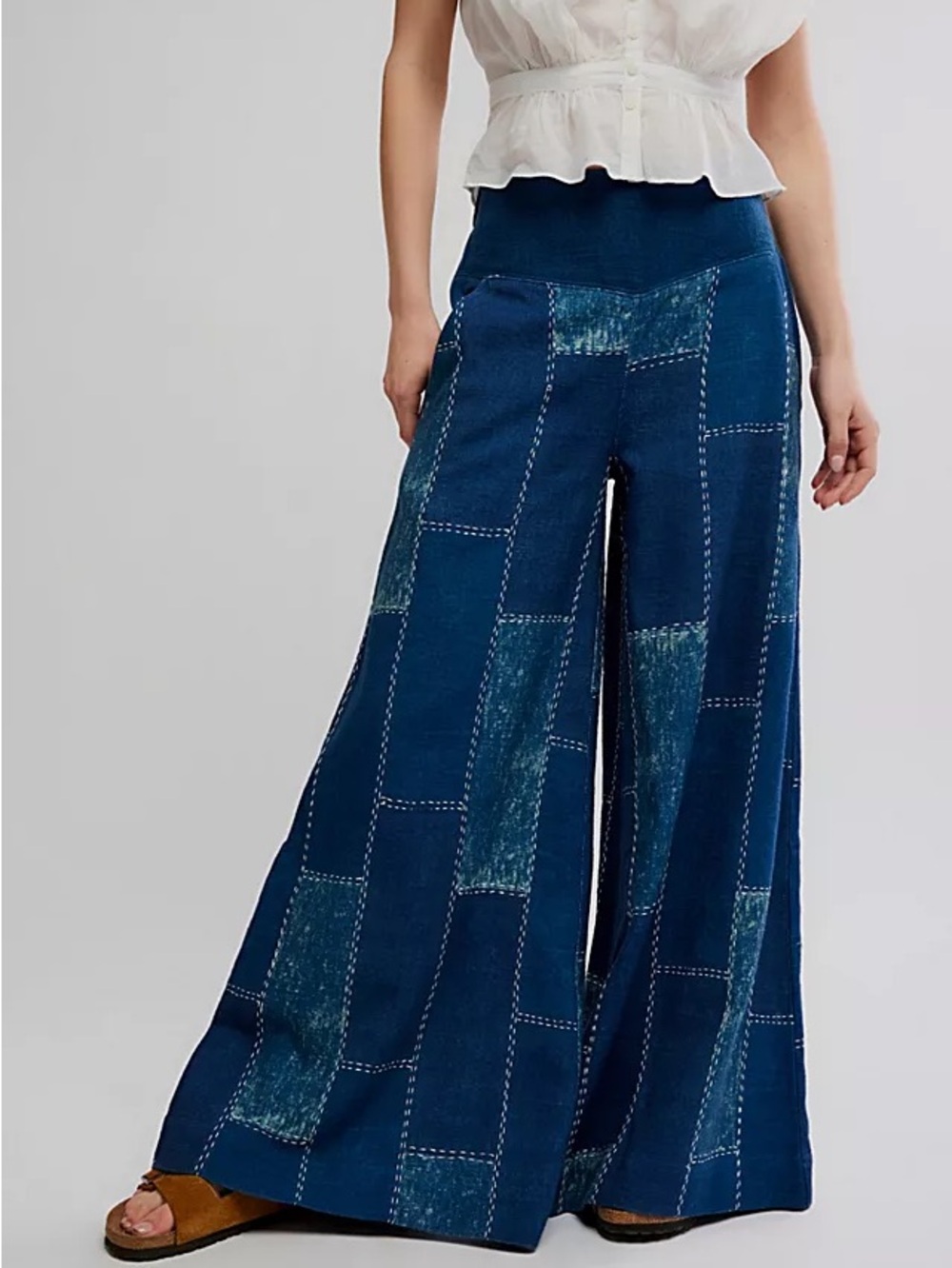 Free People Patches Wide-Leg Flare Jeans
